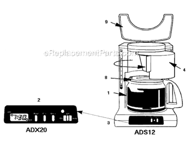 Page A Diagram and Parts List for  Mr Coffee Coffee Maker